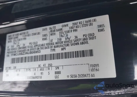 2022 Ford Escape Se Hybrid z USA, uszkodzony, nr VIN 1FMCU0BZ3NUB06953